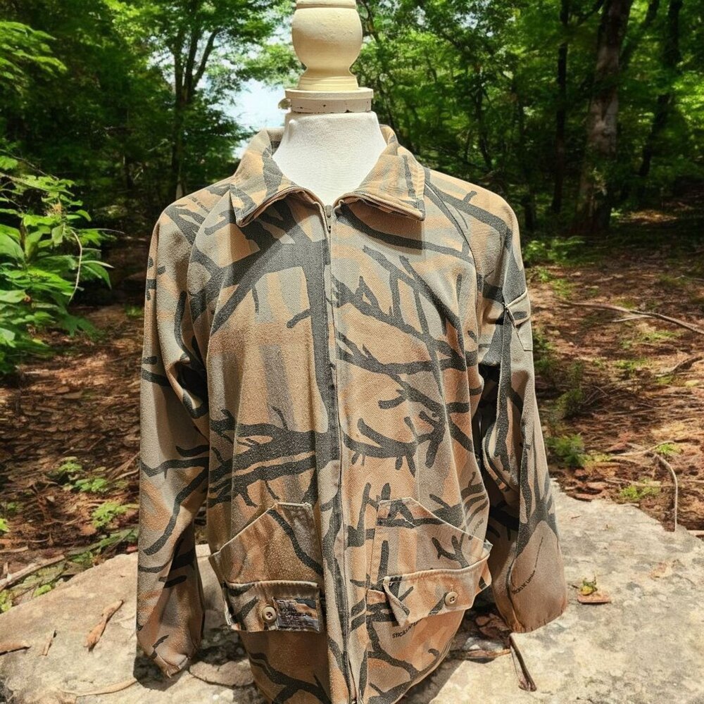 Vtg. Camo Hunting Jacket Robert Hoague Sticks n Limbs 1988 Modern Camouflage USA